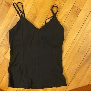 Lululemon black straps fitted tank top with v back